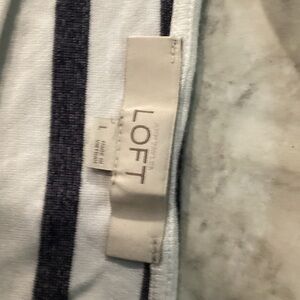 LOFT Navy and White Striped Tee